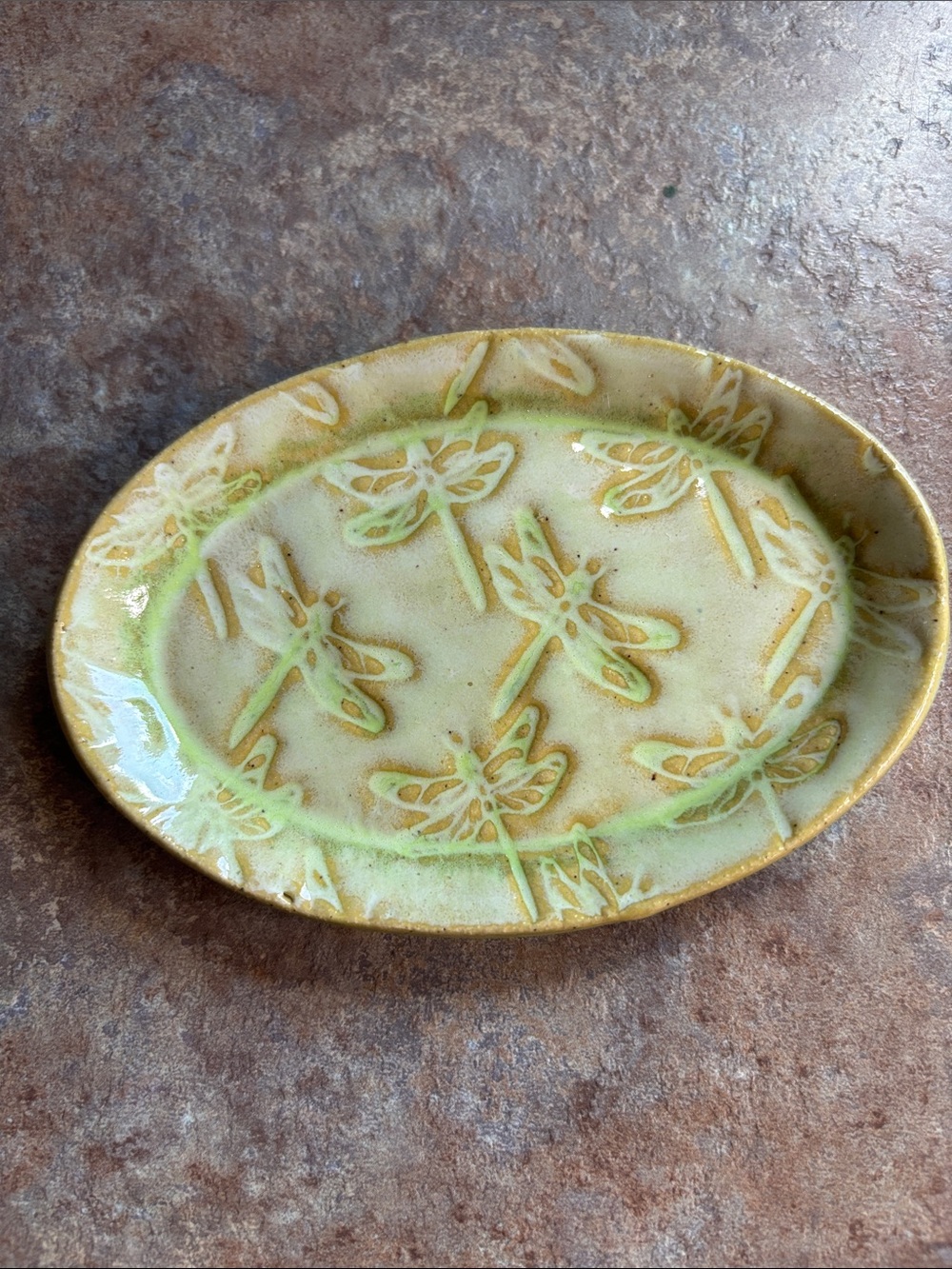green opal dragonfly trinket tray